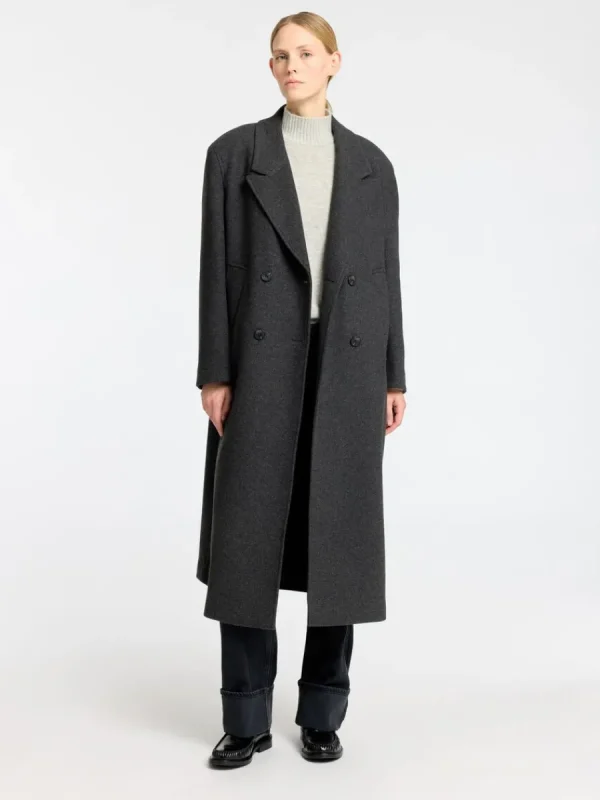 SELECTED DUBBELKNÄPPT LÅNG KAPPA Grey Shop