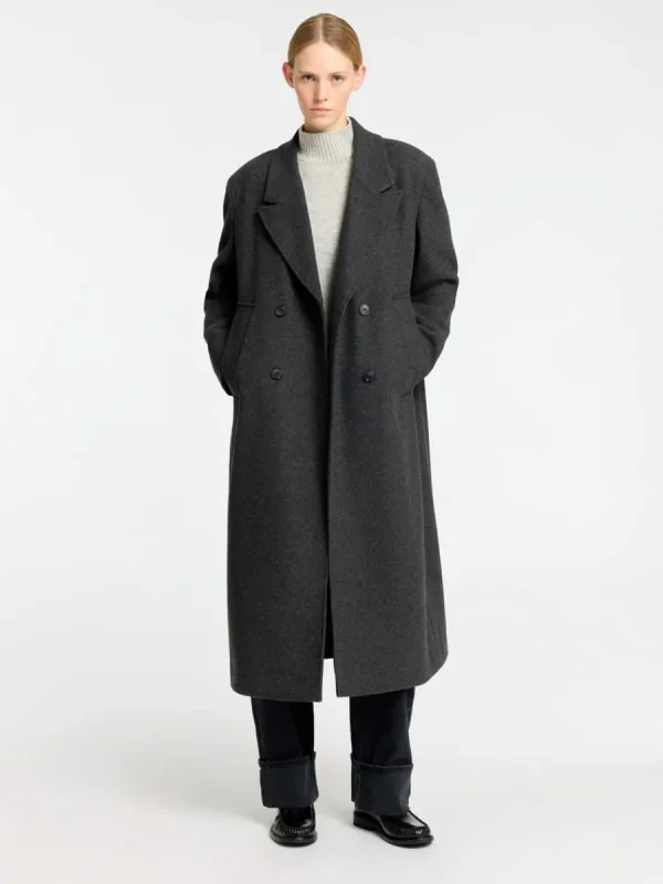 SELECTED DUBBELKNÄPPT LÅNG KAPPA Grey Shop