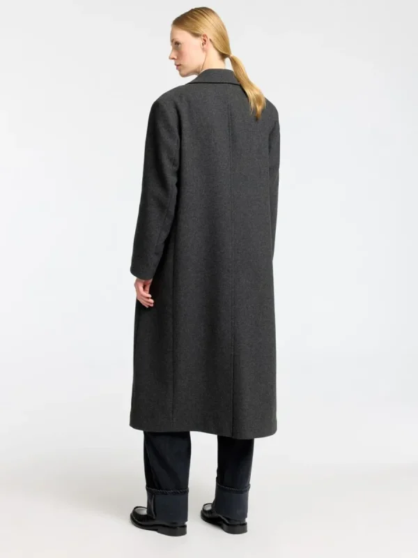 SELECTED DUBBELKNÄPPT LÅNG KAPPA Grey Shop