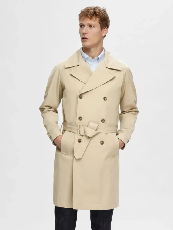 SELECTED DUBBELKNÄPPT TRENCHCOAT Beige Shop