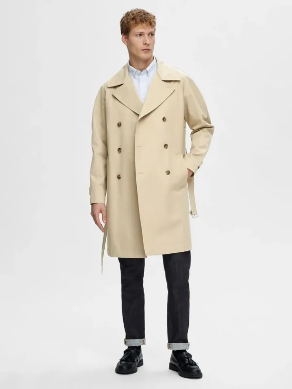 SELECTED DUBBELKNÄPPT TRENCHCOAT Beige Shop