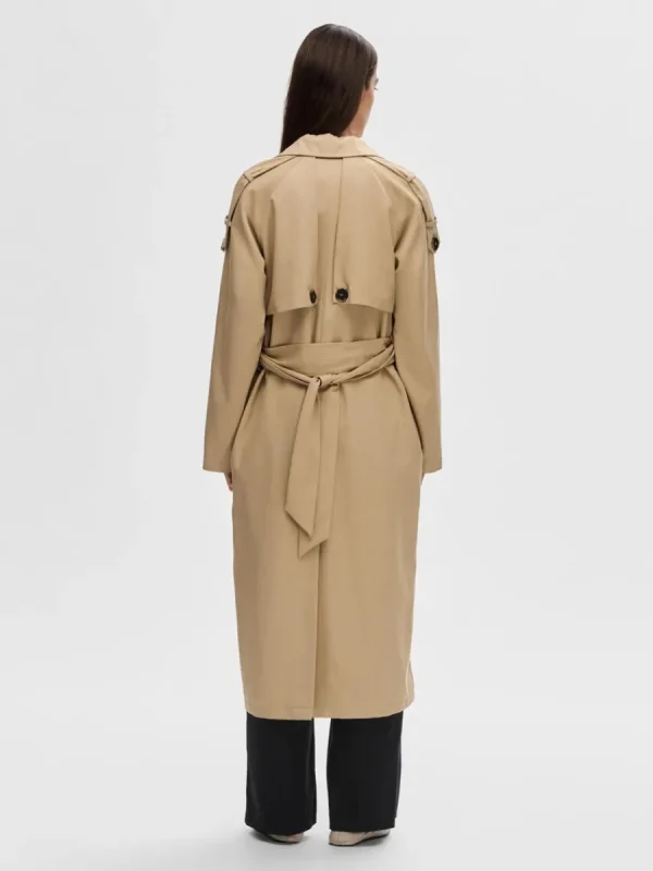 SELECTED DUBBELKNÄPPT TRENCHCOAT Brown Best