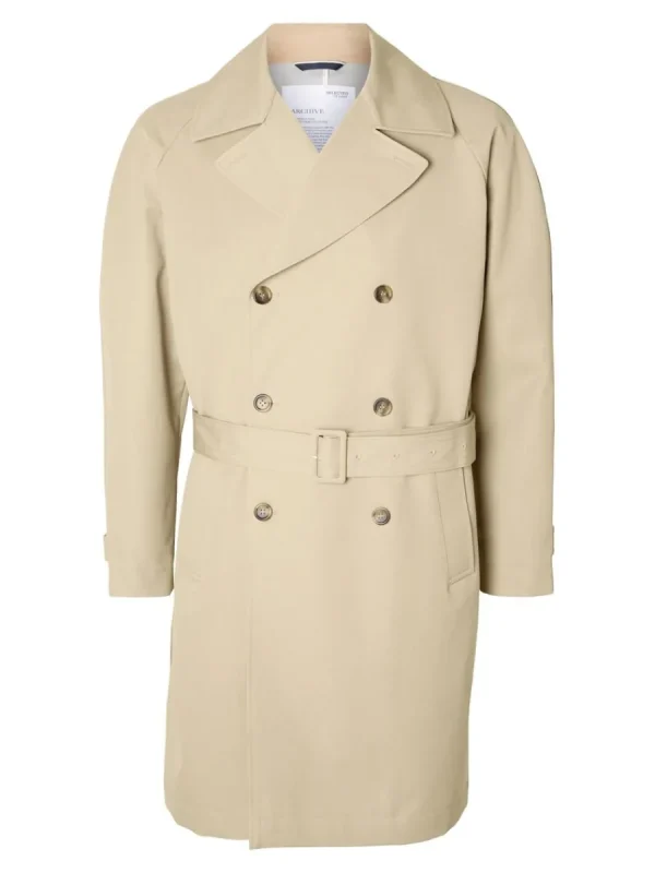 SELECTED DUBBELKNÄPPT TRENCHCOAT Beige Shop