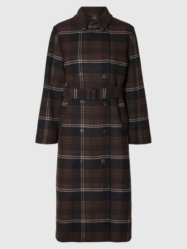 SELECTED DUBBELKNÄPPT TRENCHCOAT Brown Outlet