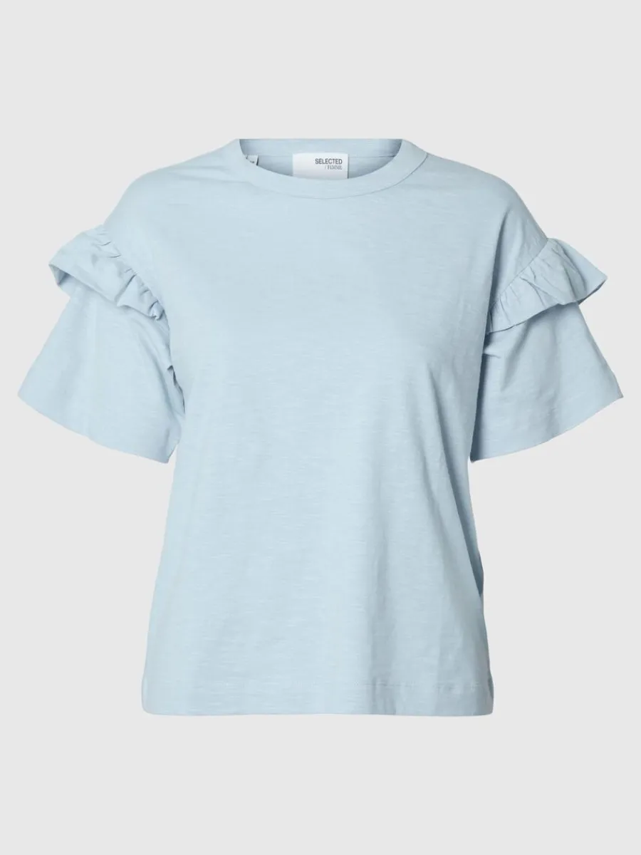 ekologisk_bomull_volang_t_5.webp SELECTED EKOLOGISK BOMULL VOLANG T-SHIRT Blue Clearance