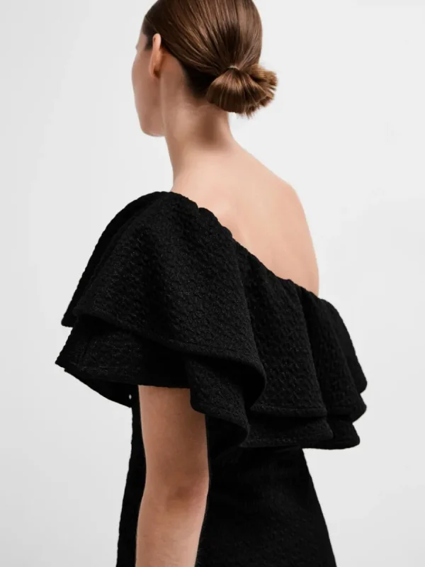 SELECTED ENAXLAD KORT KLÄNNING Black Flash Sale
