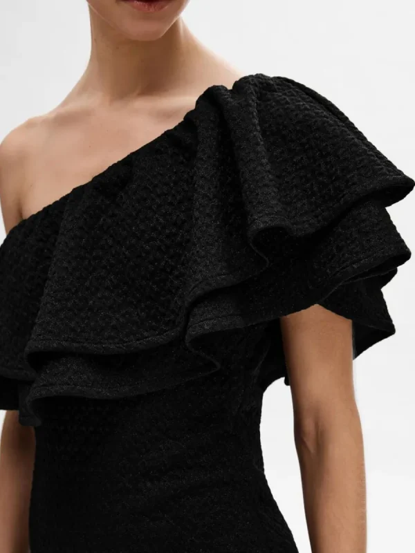 SELECTED ENAXLAD KORT KLÄNNING Black Flash Sale