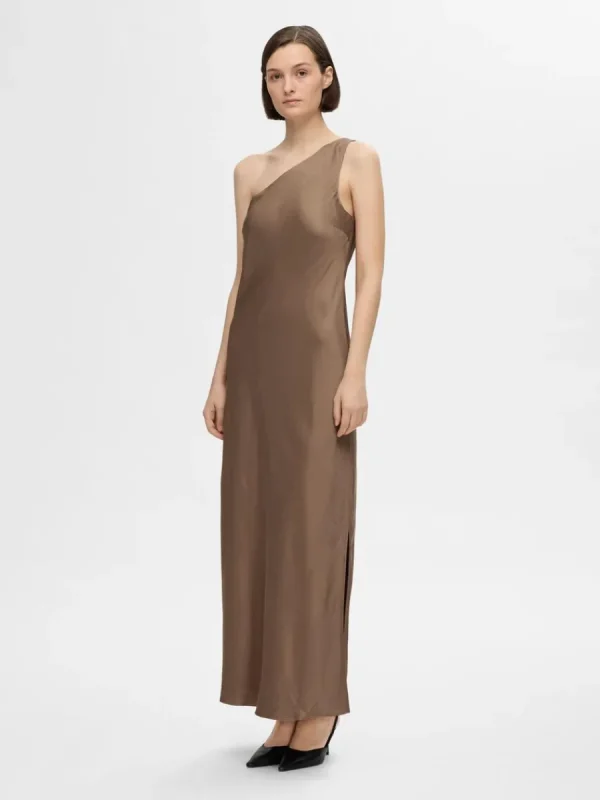 SELECTED ENAXLAD MAXIKLÄNNING Brown Online