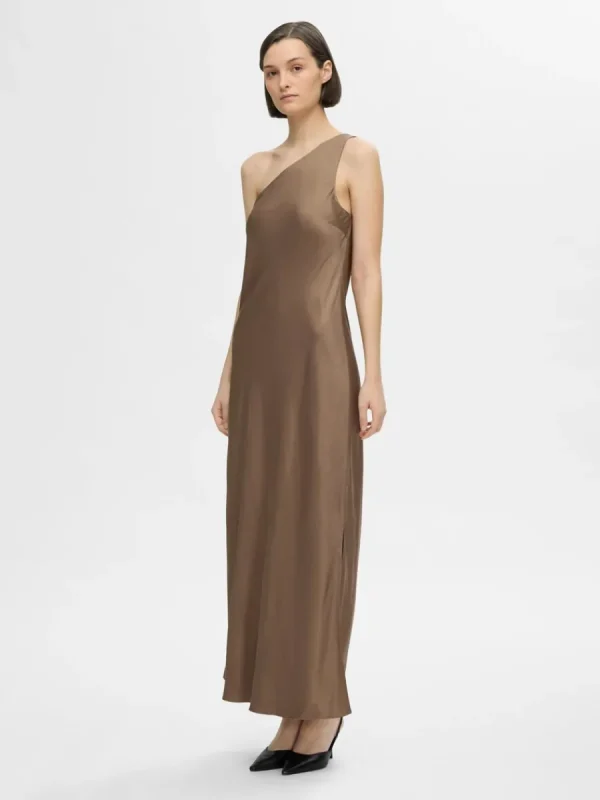 SELECTED ENAXLAD MAXIKLÄNNING Brown Online