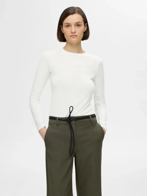 SELECTED ENKEL LÅNGÄRMAD T-SHIRT White Cheap