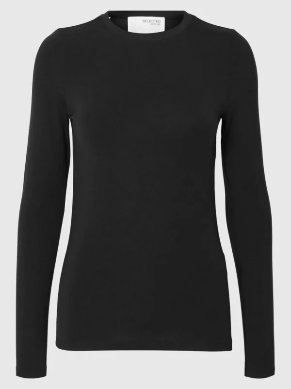 SELECTED ENKEL LÅNGÄRMAD T-SHIRT Black Clearance