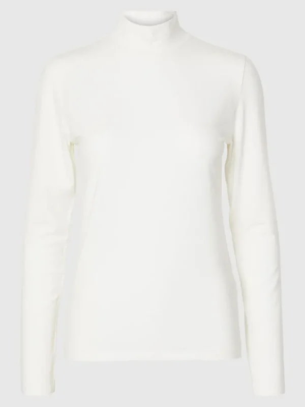 SELECTED ENKEL MED HÖG HALS LÅNGÄRMAD TOPP White Shop