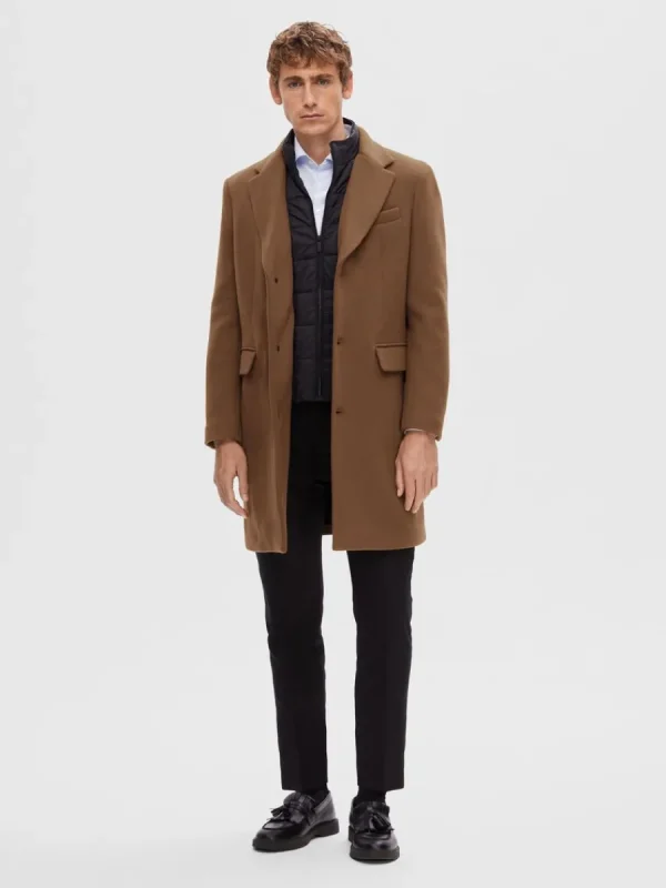 SELECTED ENKELKNÄPPT 2-I-1 KAPPA Brown New