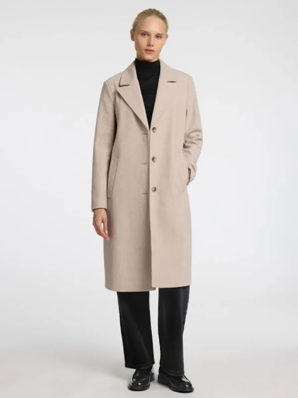 SELECTED ENKELKNÄPPT KAPPA Beige New