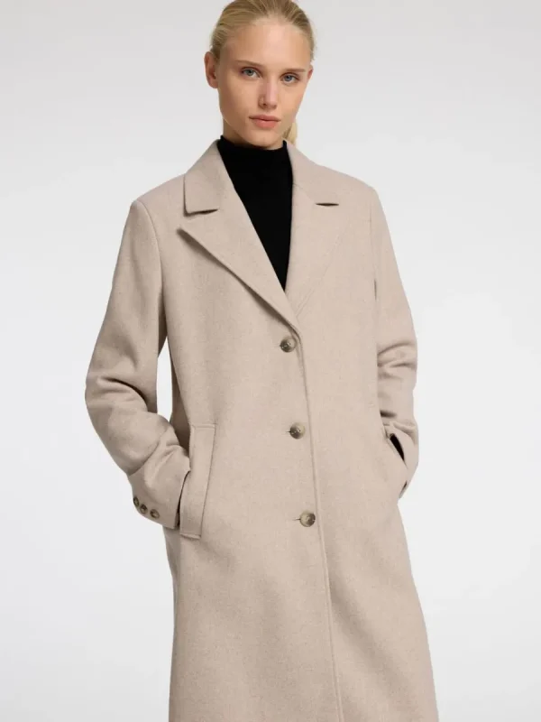 SELECTED ENKELKNÄPPT KAPPA Beige New