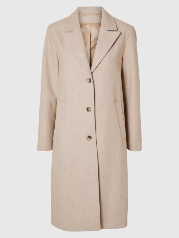 SELECTED ENKELKNÄPPT KAPPA Beige Sale