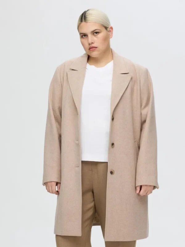 SELECTED ENKELKNÄPPT KAPPA Beige Sale
