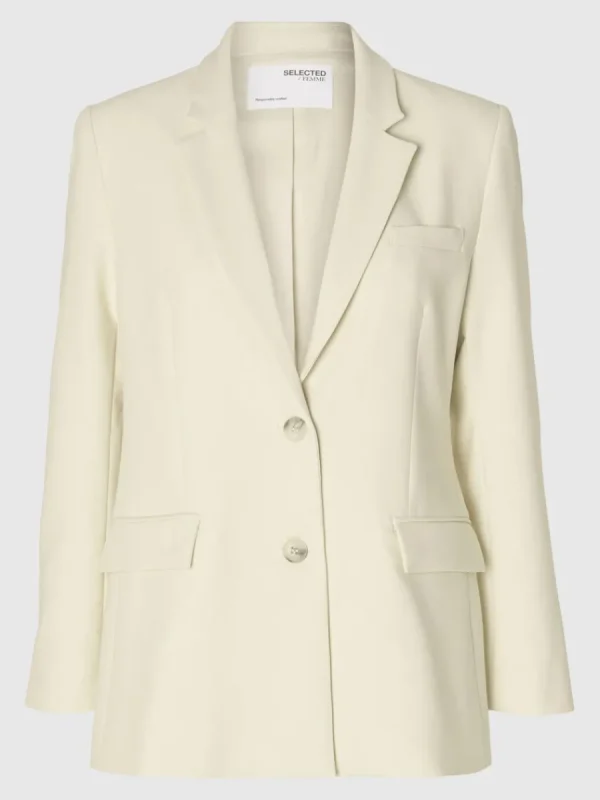 SELECTED FIGURSYDD ENKELKNÄPPT SPETSIGA SLAG KAVAJ Beige Online