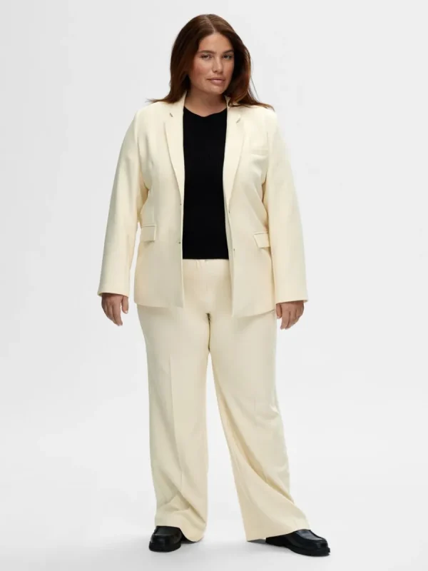 SELECTED FIGURSYDD ENKELKNÄPPT SPETSIGA SLAG KAVAJ Beige Online
