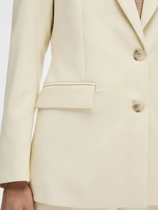 SELECTED FIGURSYDD ENKELKNÄPPT SPETSIGA SLAG KAVAJ Beige Online