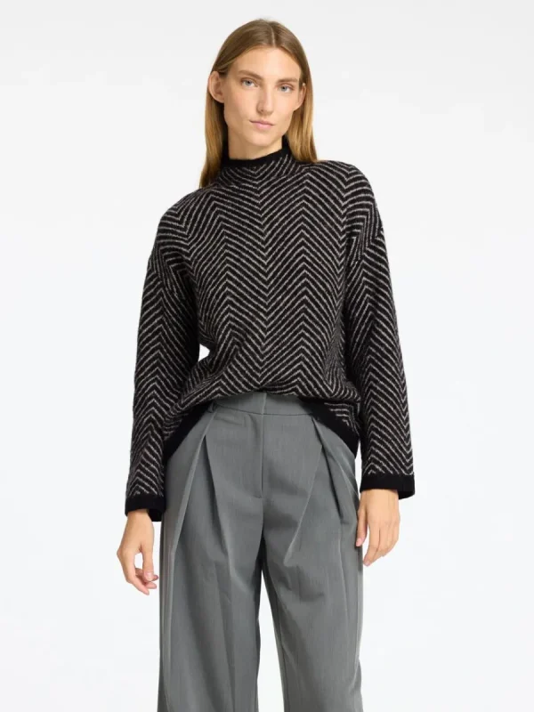 SELECTED FISKBEN STICKAD TRÖJA Black Shop