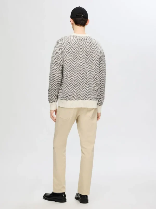 SELECTED FISKBENSTRYCK TRÖJA Beige Cheap