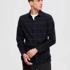 SELECTED FLANELL ÖVERSKJORTA Blue Clearance