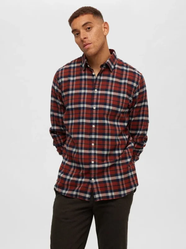 SELECTED FLANELL ÖVERSKJORTA Orange Sale