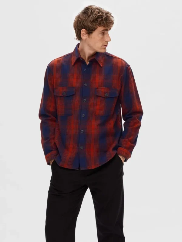 SELECTED FLANELL ÖVERSKJORTA Coloured Sale