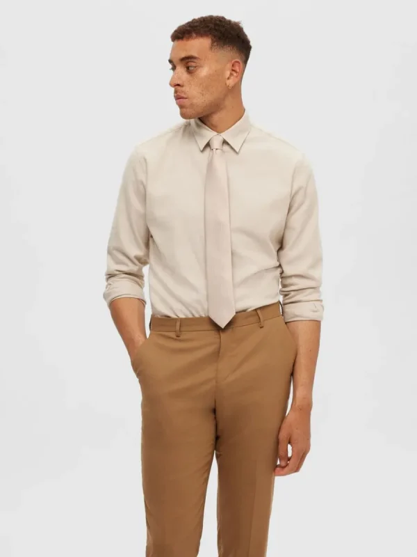 SELECTED FLANELL ÖVERSKJORTA Beige Store