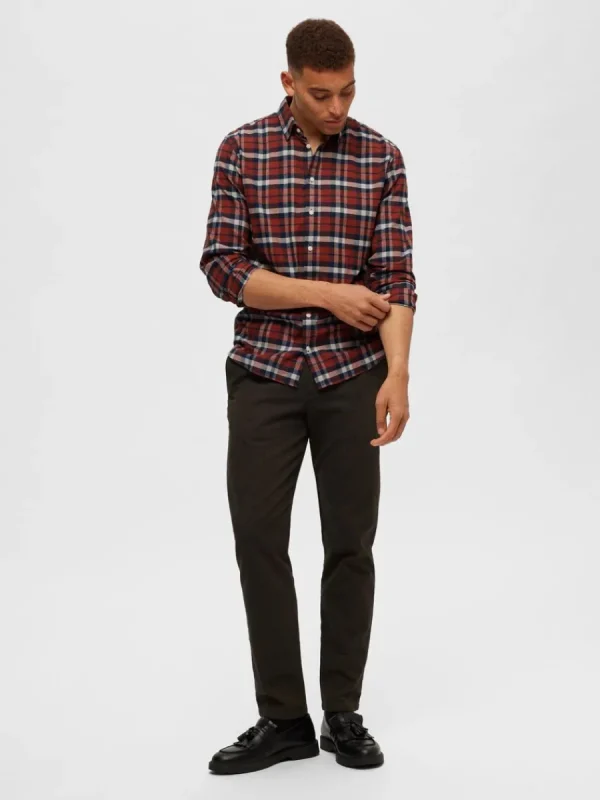 SELECTED FLANELL ÖVERSKJORTA Orange Sale