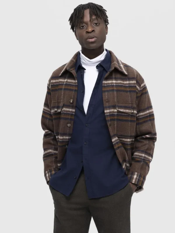 SELECTED FLANELL ÖVERSKJORTA Blue Shop