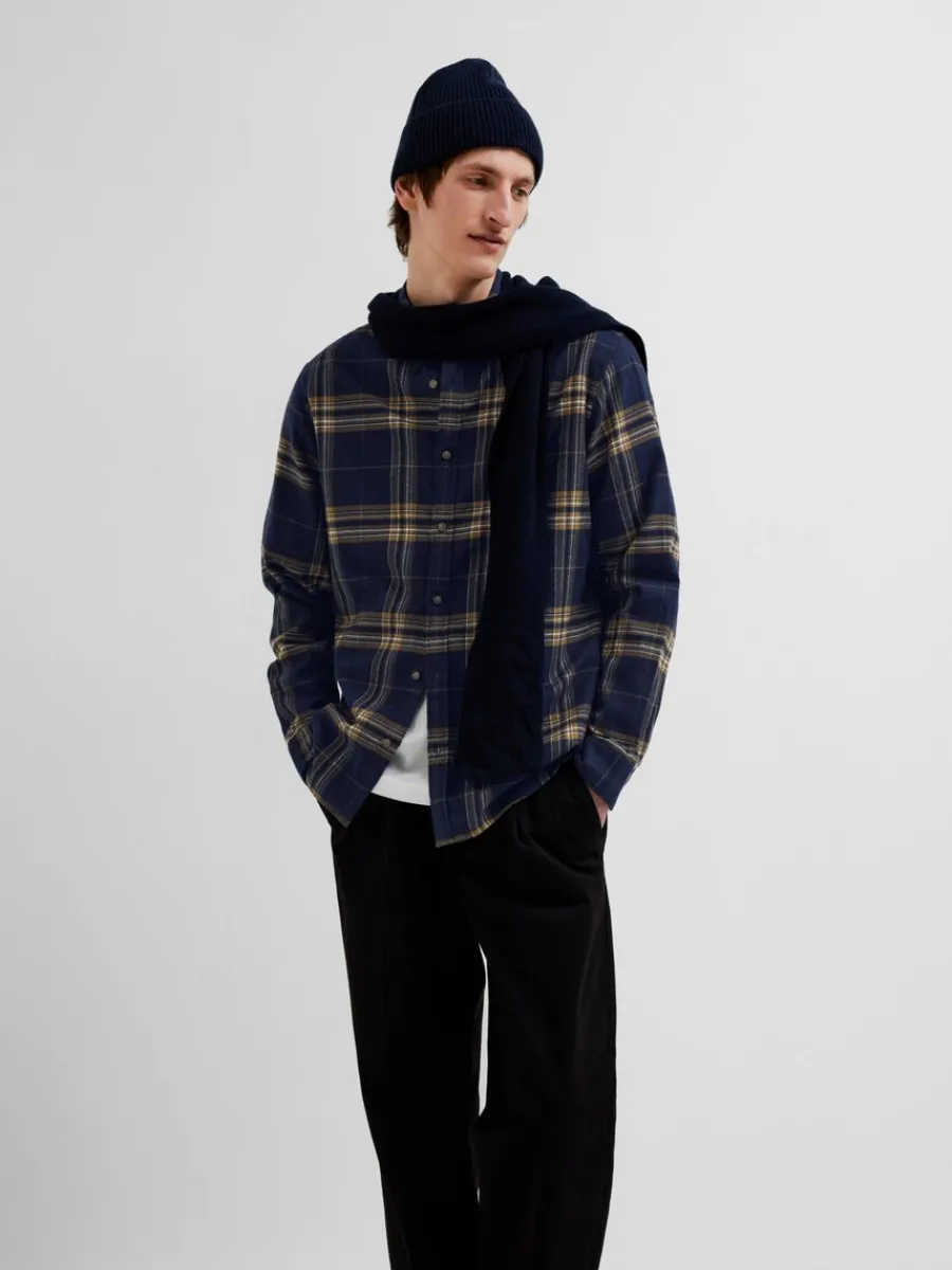 flanell_verskjorta_3-4.webp SELECTED FLANELL ÖVERSKJORTA Blue Cheap