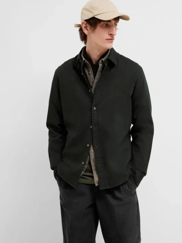 SELECTED FLANELL ÖVERSKJORTA Brown Hot