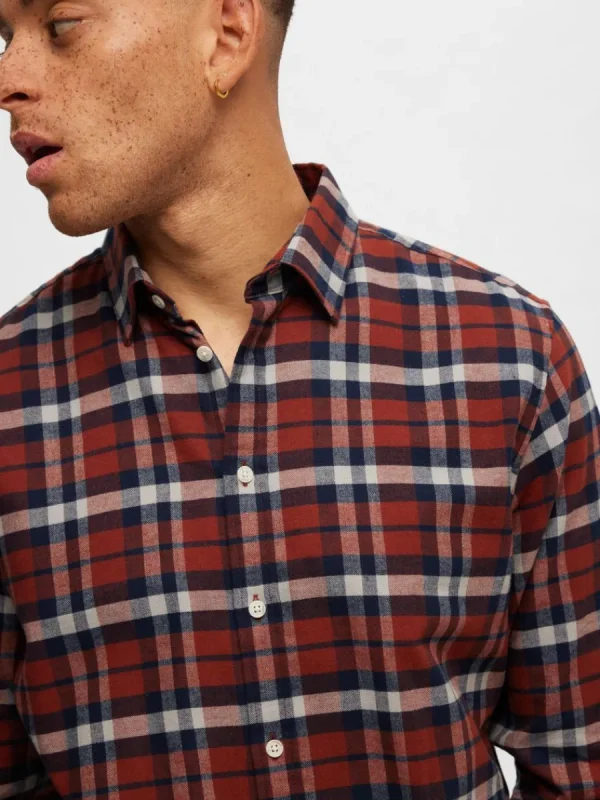 SELECTED FLANELL ÖVERSKJORTA Orange Sale