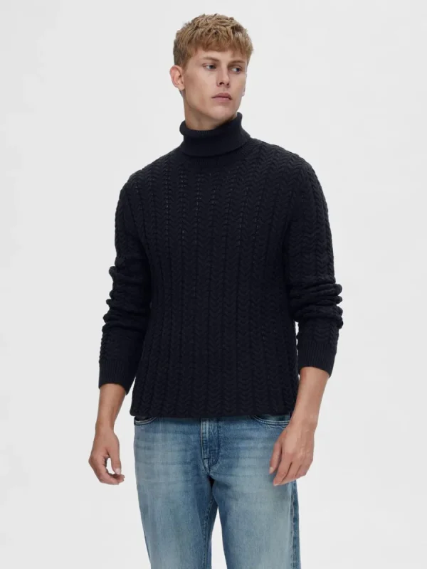 SELECTED FLÄTSTICKAD POLOTRÖJA TRÖJA Blue Online