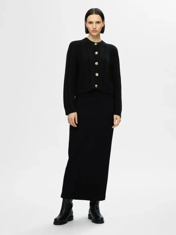 SELECTED FLÄTSTICKNING KOFTA Black Shop