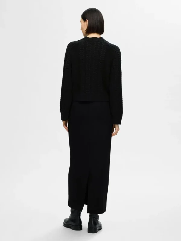 SELECTED FLÄTSTICKNING KOFTA Black Shop