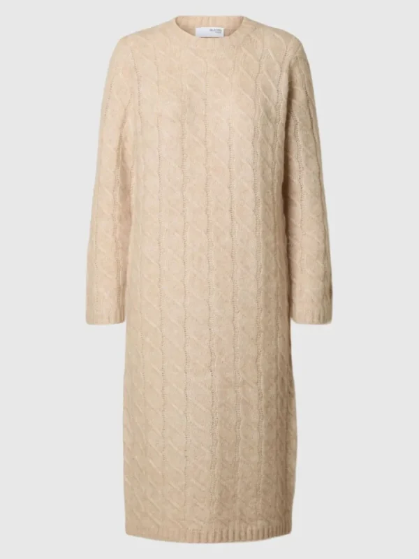 SELECTED FLÄTSTICKNING MAXIKLÄNNING Beige Fashion