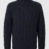 SELECTED FLÄTSTICKNING POLOTRÖJA Blue Best Sale