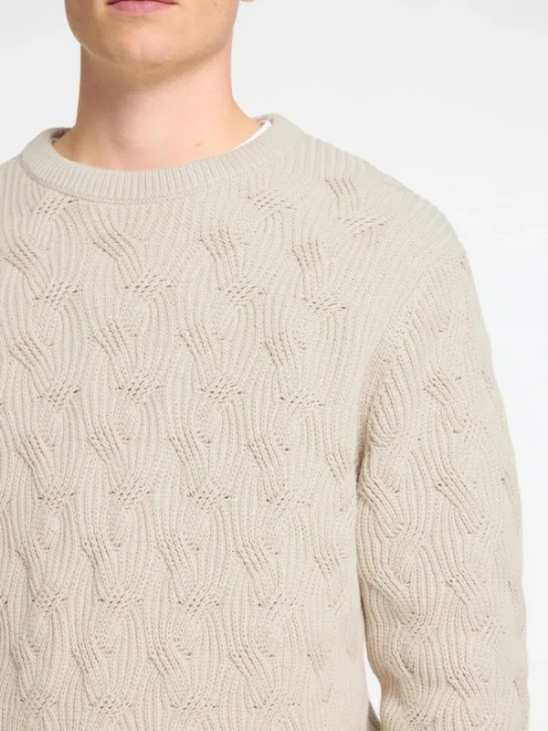 SELECTED FLÄTSTICKNING RUNDRINGAD TRÖJA Beige New
