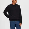 SELECTED FLÄTSTICKNING STICKAD TRÖJA Black Discount