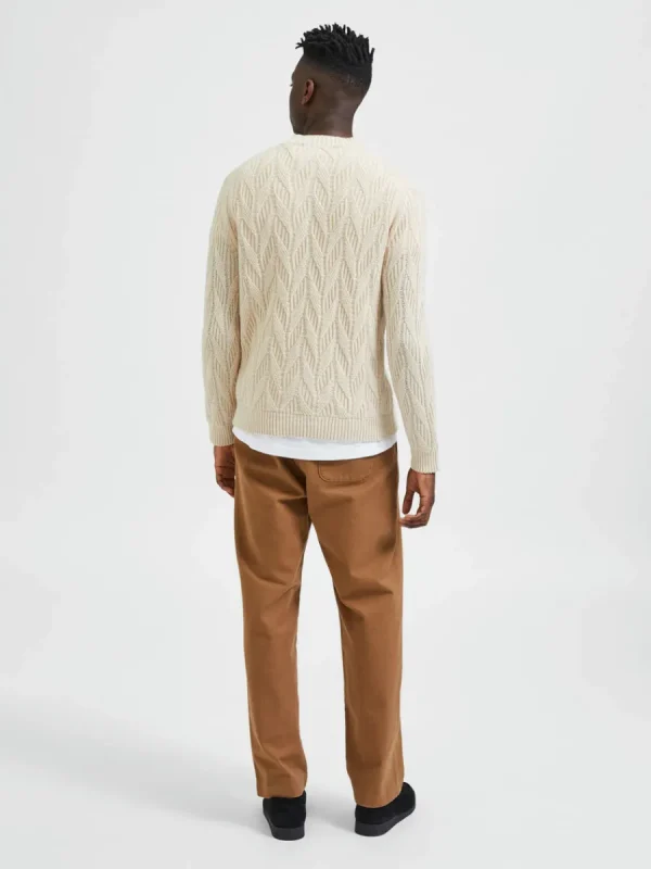 SELECTED FLÄTSTICKNING STICKAD TRÖJA Beige Store