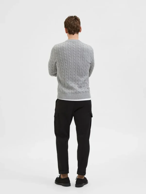 SELECTED FLÄTSTICKNING STICKAD TRÖJA Grey Best