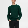 SELECTED FLÄTSTICKNING TRÖJA Green Cheap