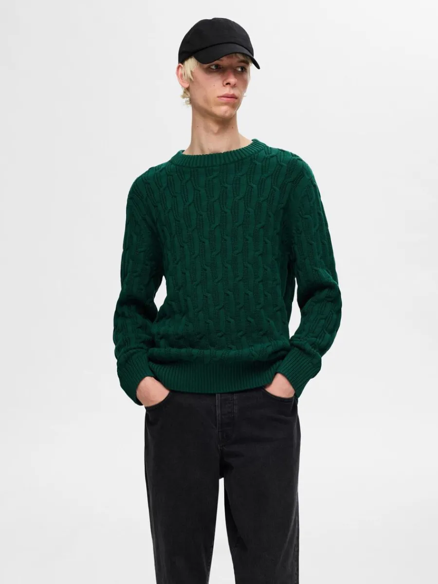 fltstickning_trja_0-12.webp SELECTED FLÄTSTICKNING TRÖJA Green Cheap
