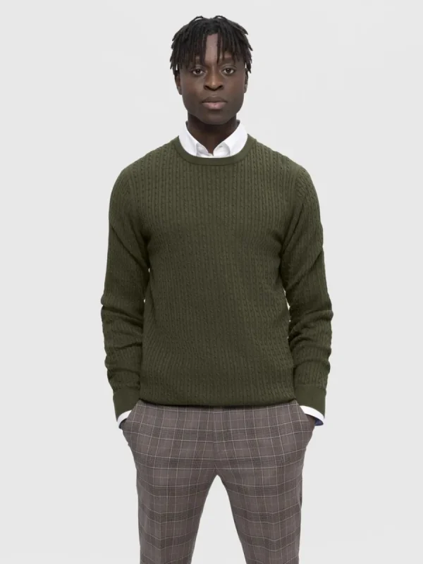 SELECTED FLÄTSTICKNING TRÖJA Green Best Sale