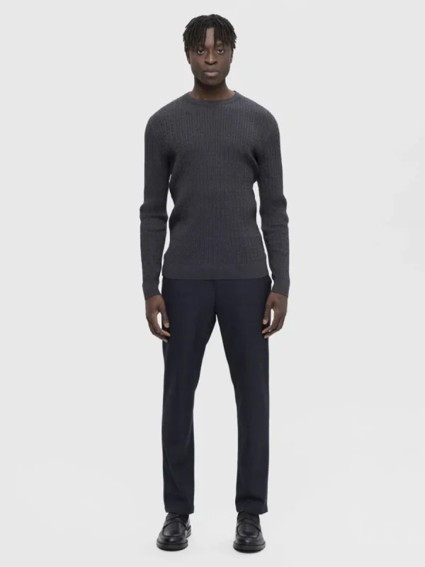 SELECTED FLÄTSTICKNING TRÖJA Grey Best Sale