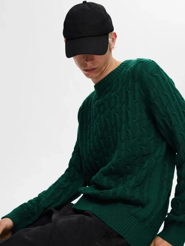 SELECTED FLÄTSTICKNING TRÖJA Green Cheap