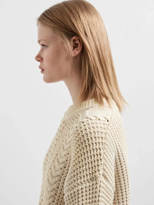 SELECTED FLÄTSTICKNING TRÖJA Beige Hot